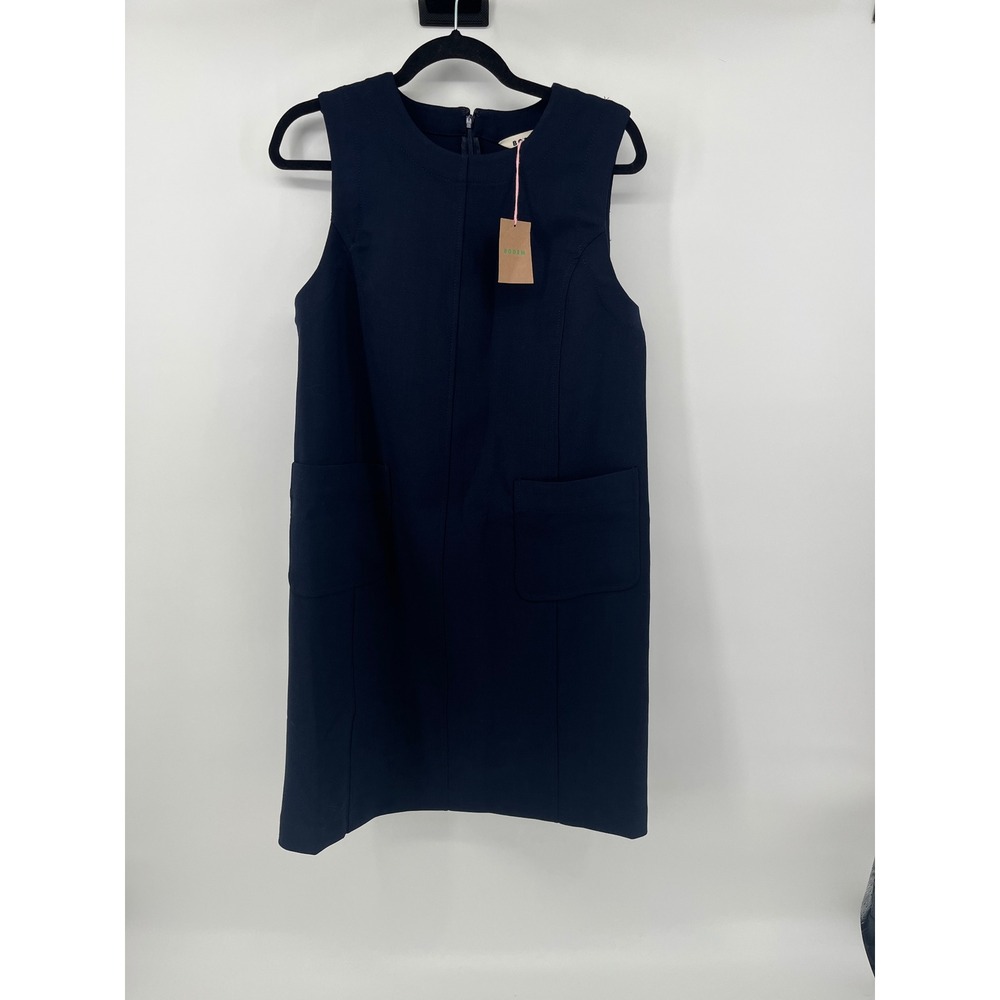 Boden Navy Blue Wool Blend Sleeveless‎ Shift Pocket Dress D0744 US 8L NEW